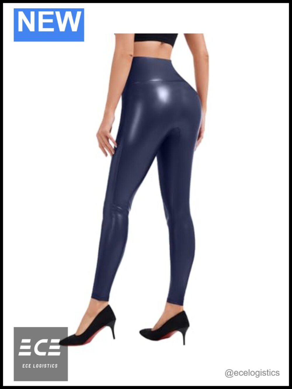 Faux Leather Leggings High Waist Tummy Control Ankle Length